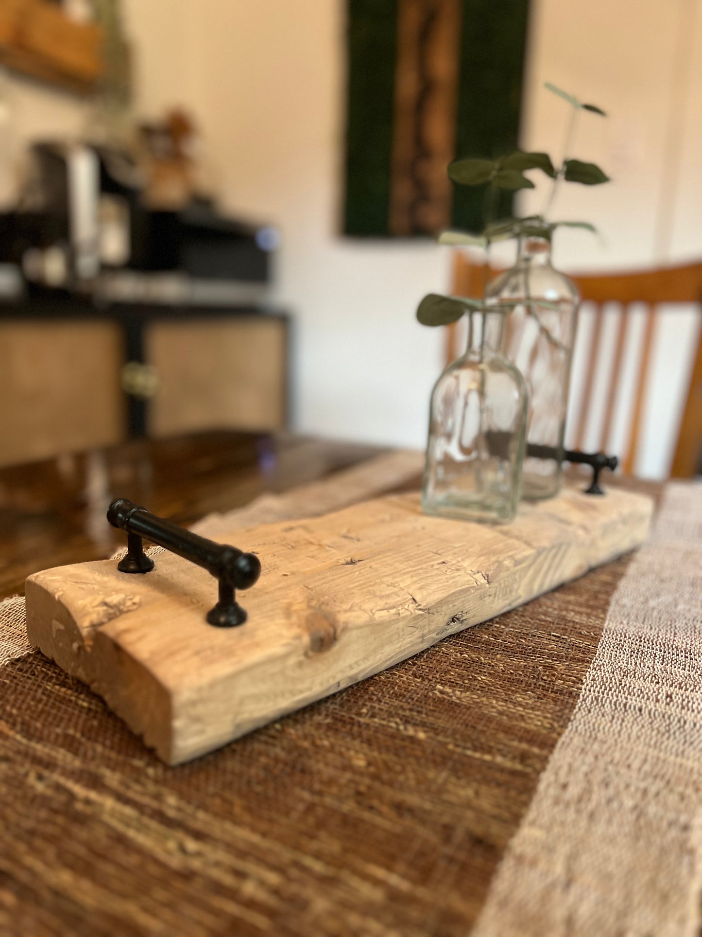 Rustic centerpiece Tray with handles