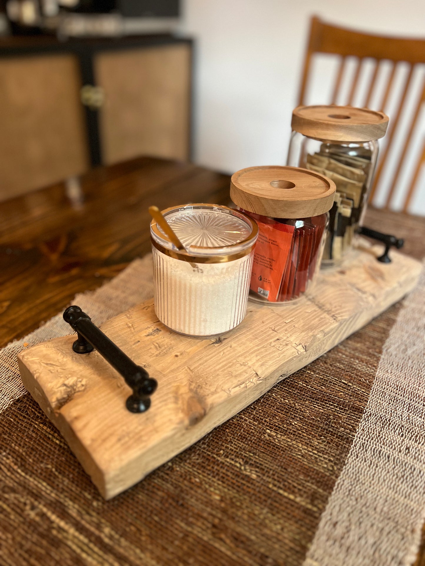 Rustic centerpiece Tray with handles