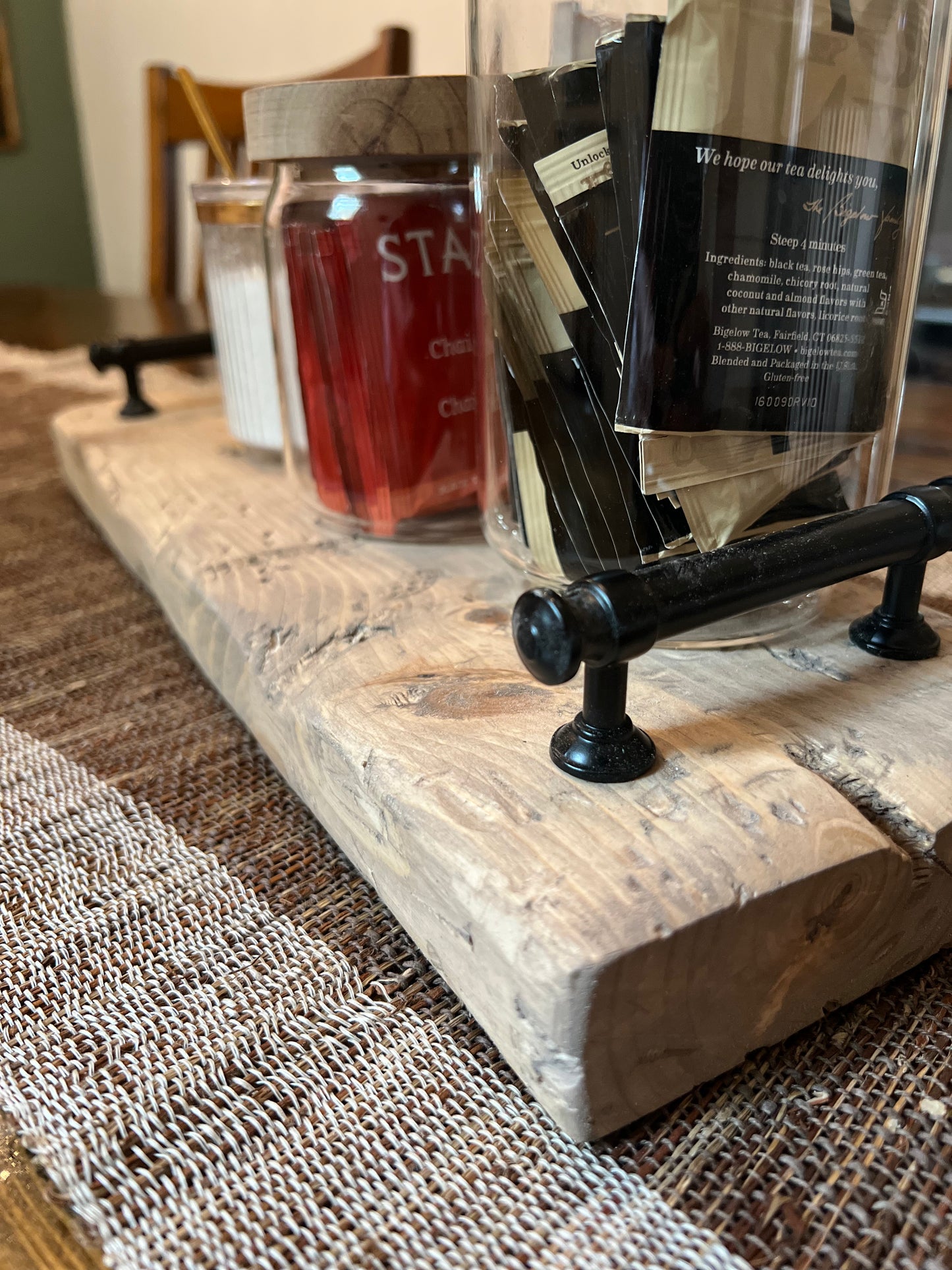 Rustic centerpiece Tray with handles