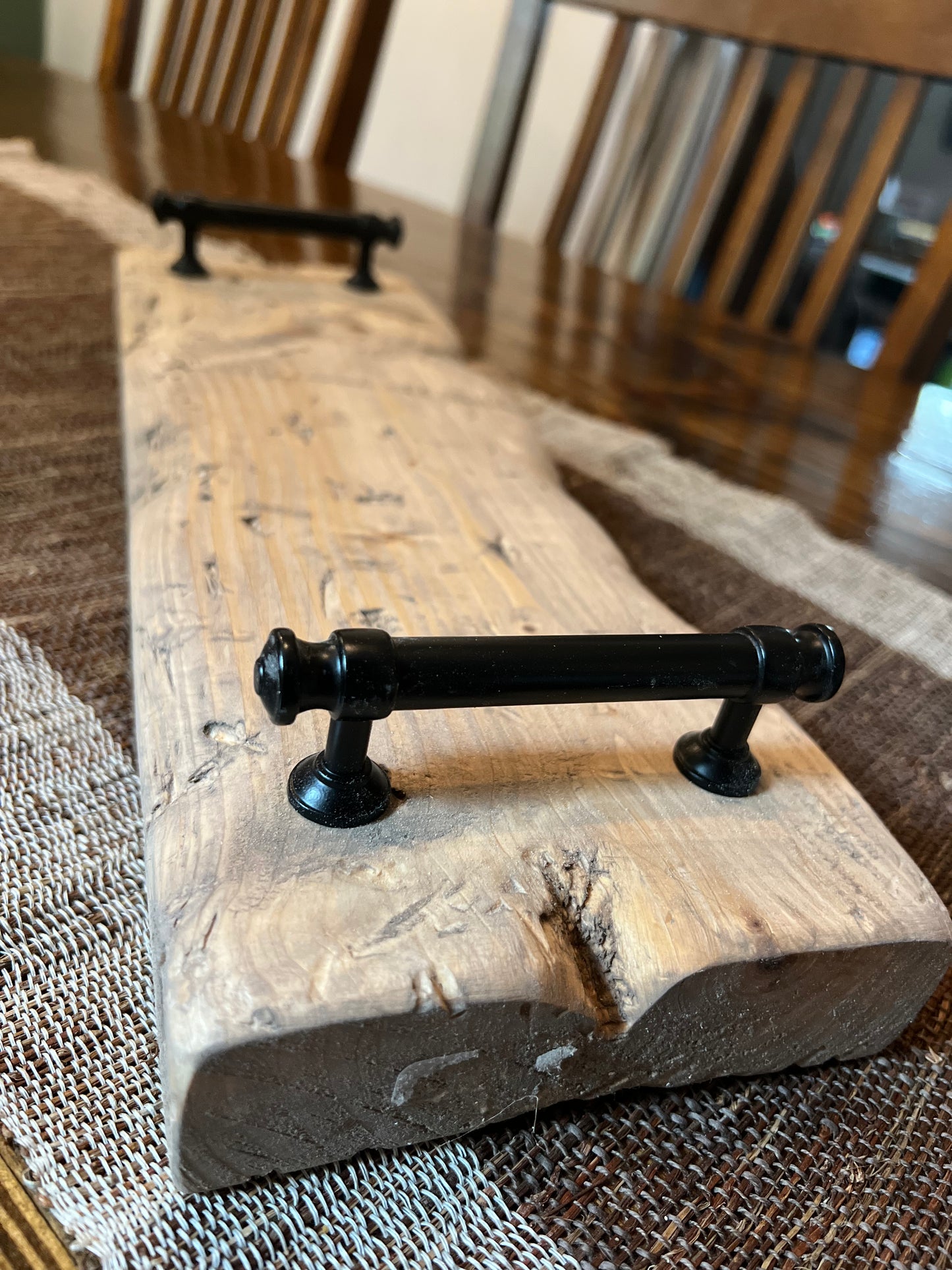 Rustic centerpiece Tray with handles