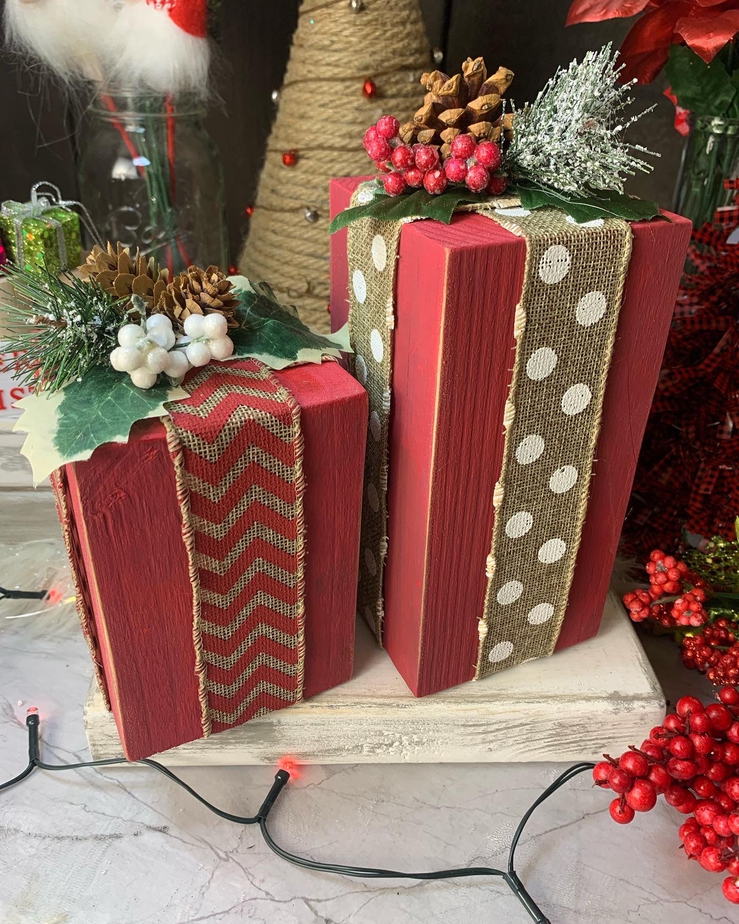 Christmas Wood Boxes Decor set of two