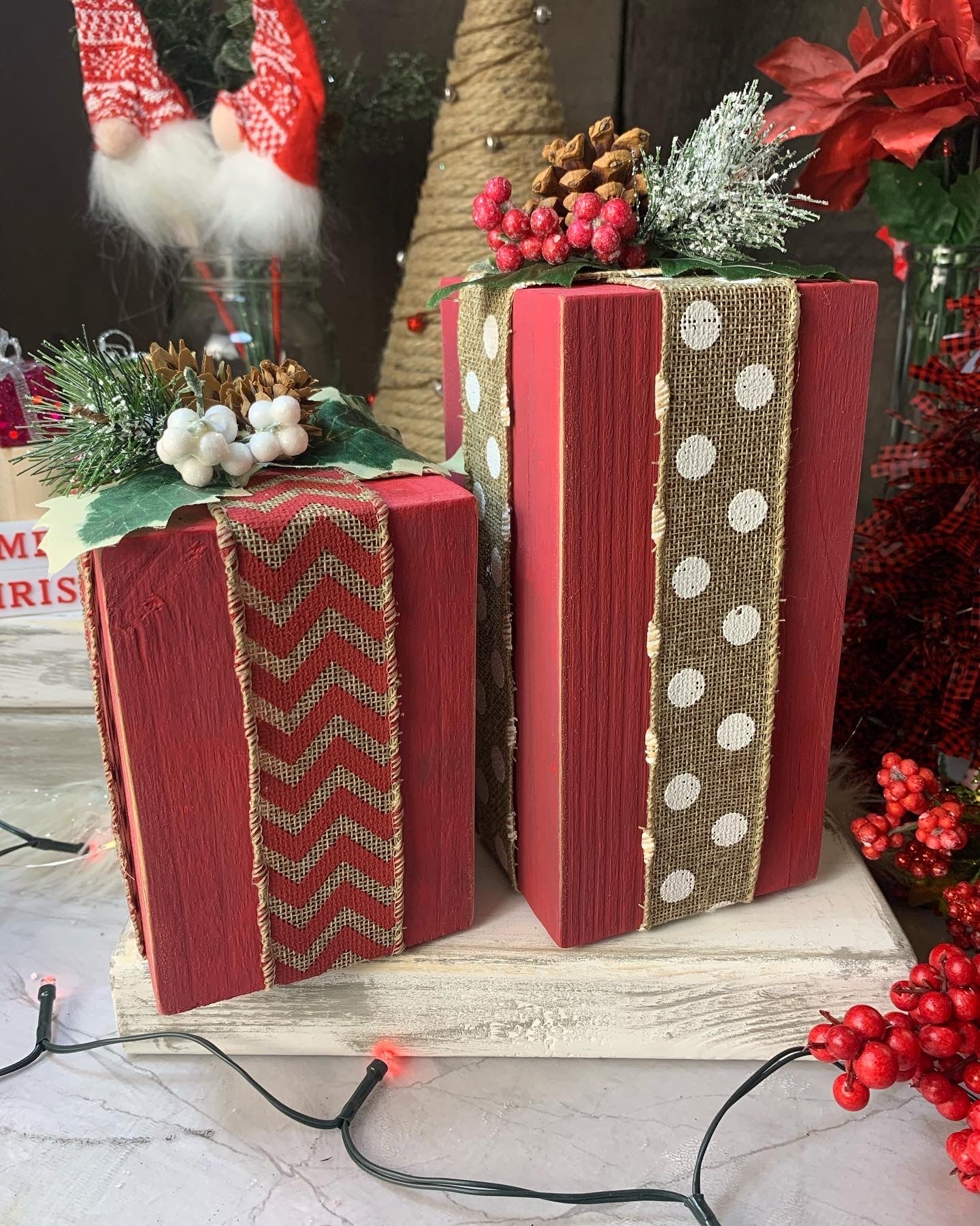 Christmas Wood Boxes Decor set of two