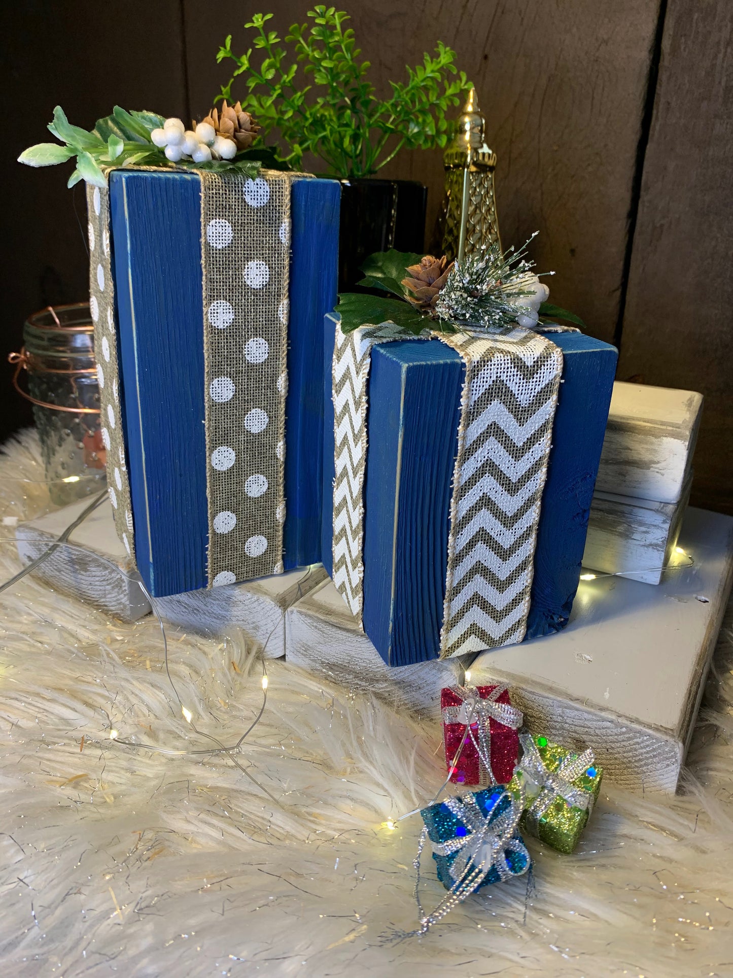 Christmas Wood Boxes Decor set of two