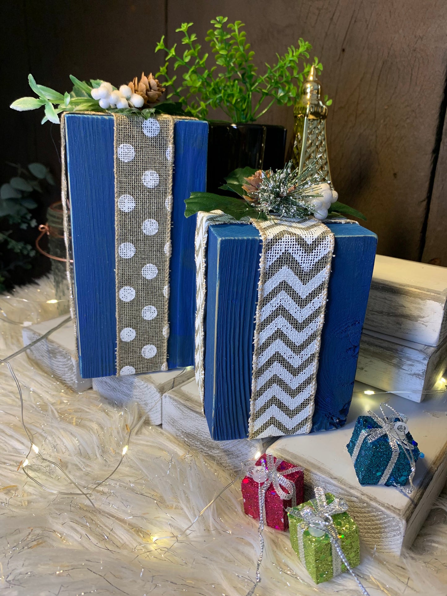 Christmas Wood Boxes Decor set of two