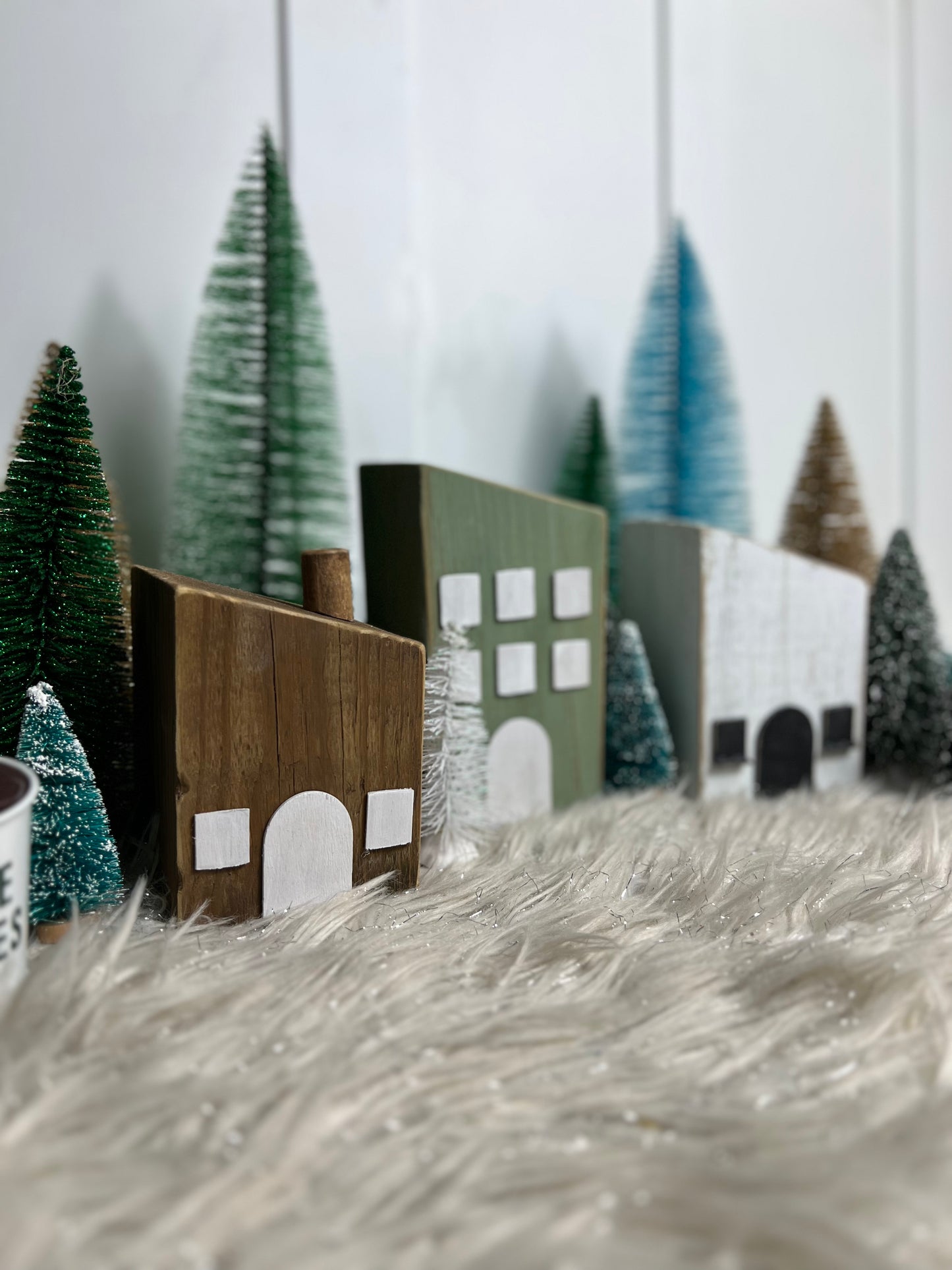 Christmas Rustic Wooden Houses Decor