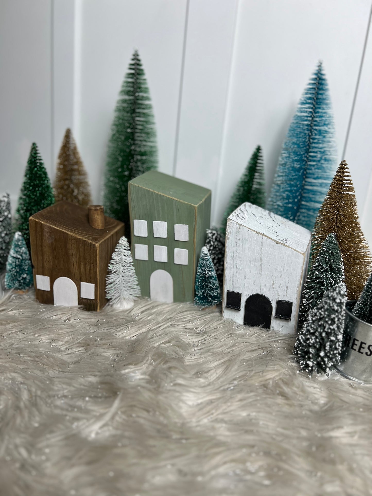 Christmas Rustic Wooden Houses Decor