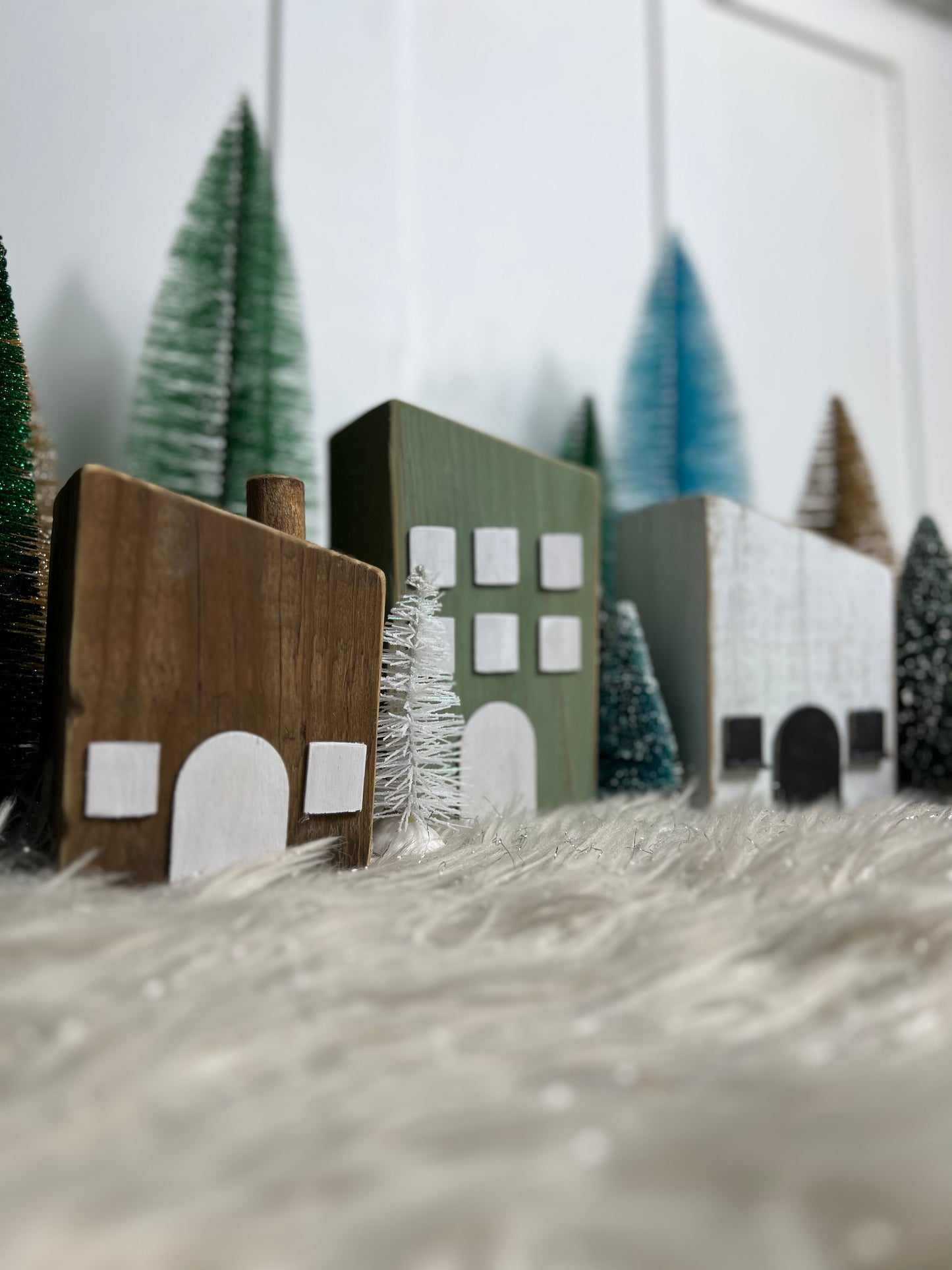Christmas Rustic Wooden Houses Decor