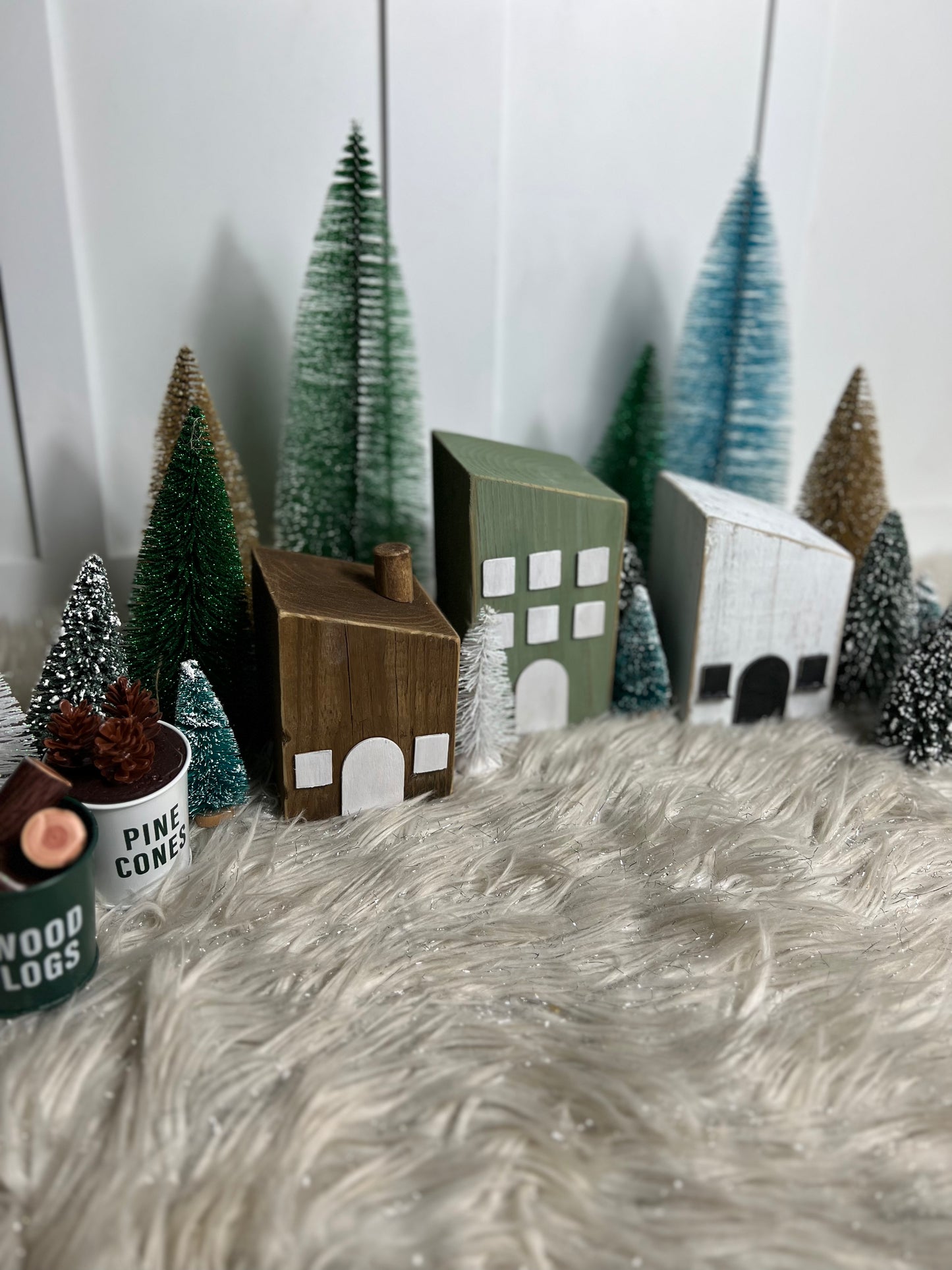Christmas Rustic Wooden Houses Decor