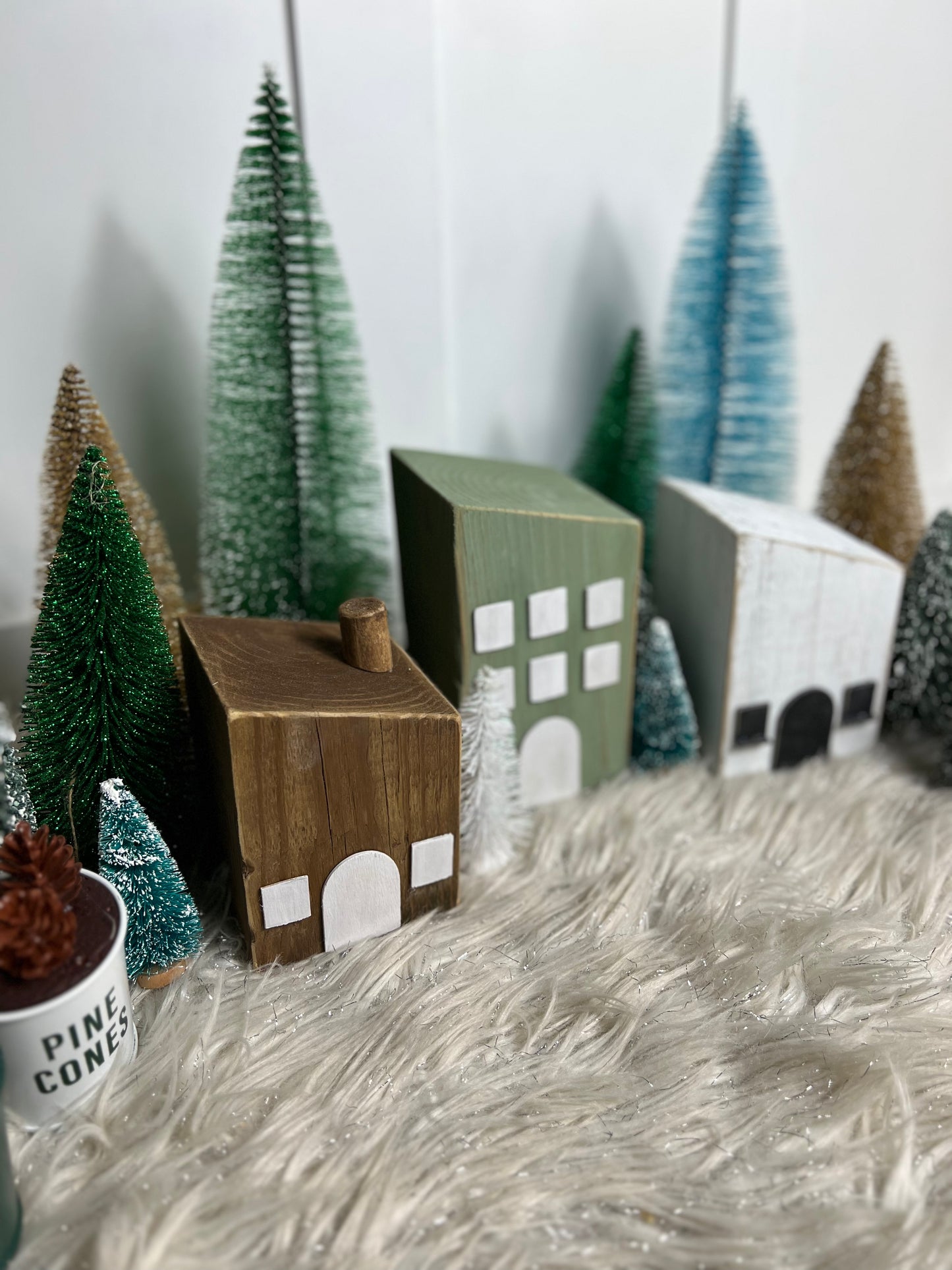 Christmas Rustic Wooden Houses Decor