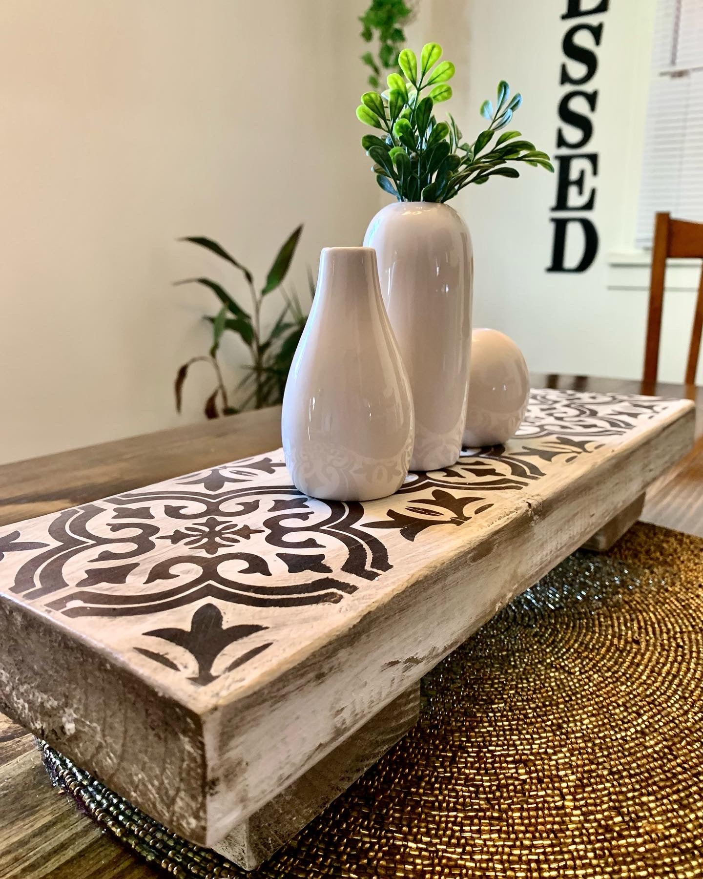 Farmhouse Centerpiece With Tile Pattern