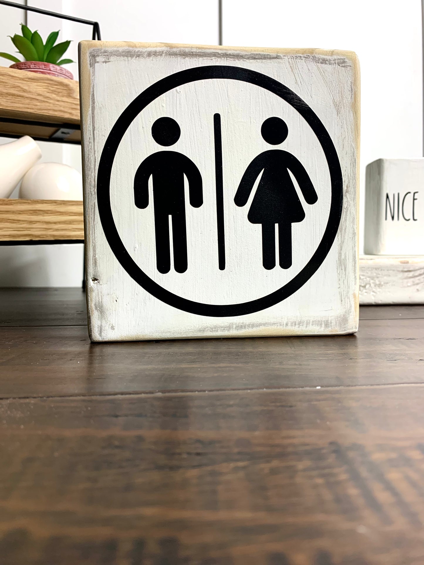 Rustic Bathroom Wood Sign n