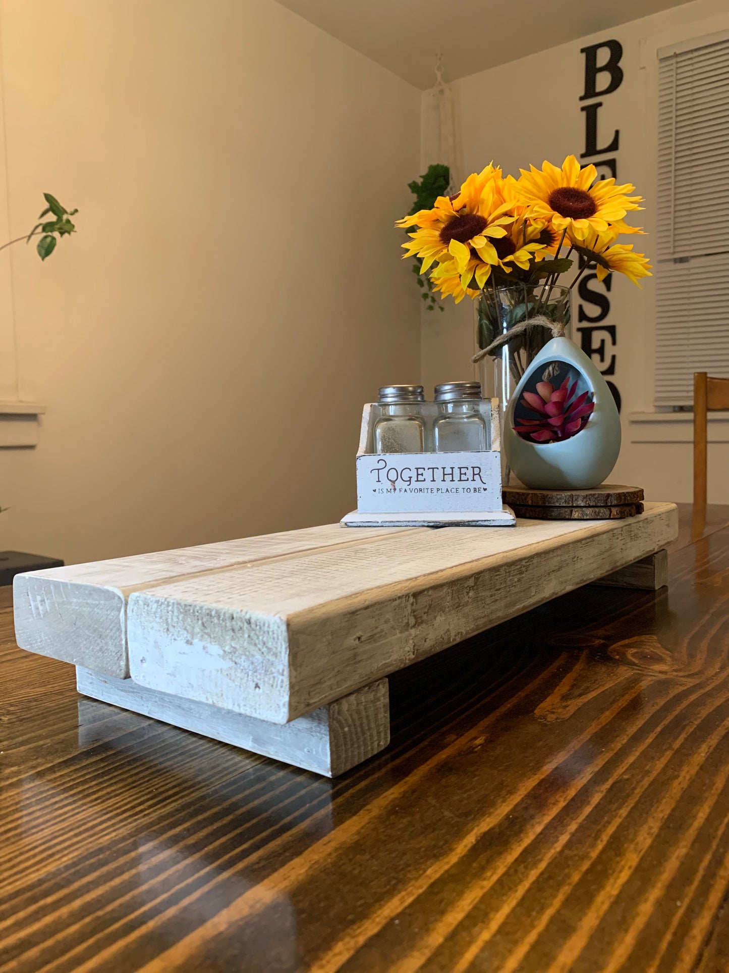 Farmhouse wood Riser Centerpiece